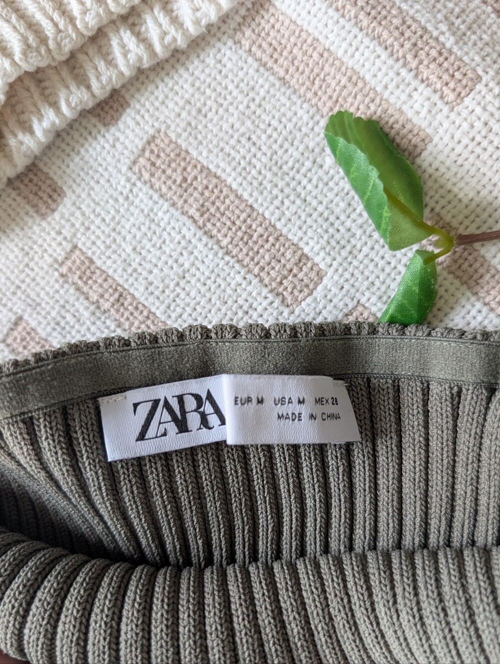 Zara | Ribbed Bandeau Tube Top | Khaki Green - Picture 5 of 7